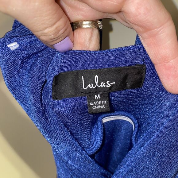 Lulus Dreamy Date Blue Surplice Midi Dress Size M - Picture 5 of 6